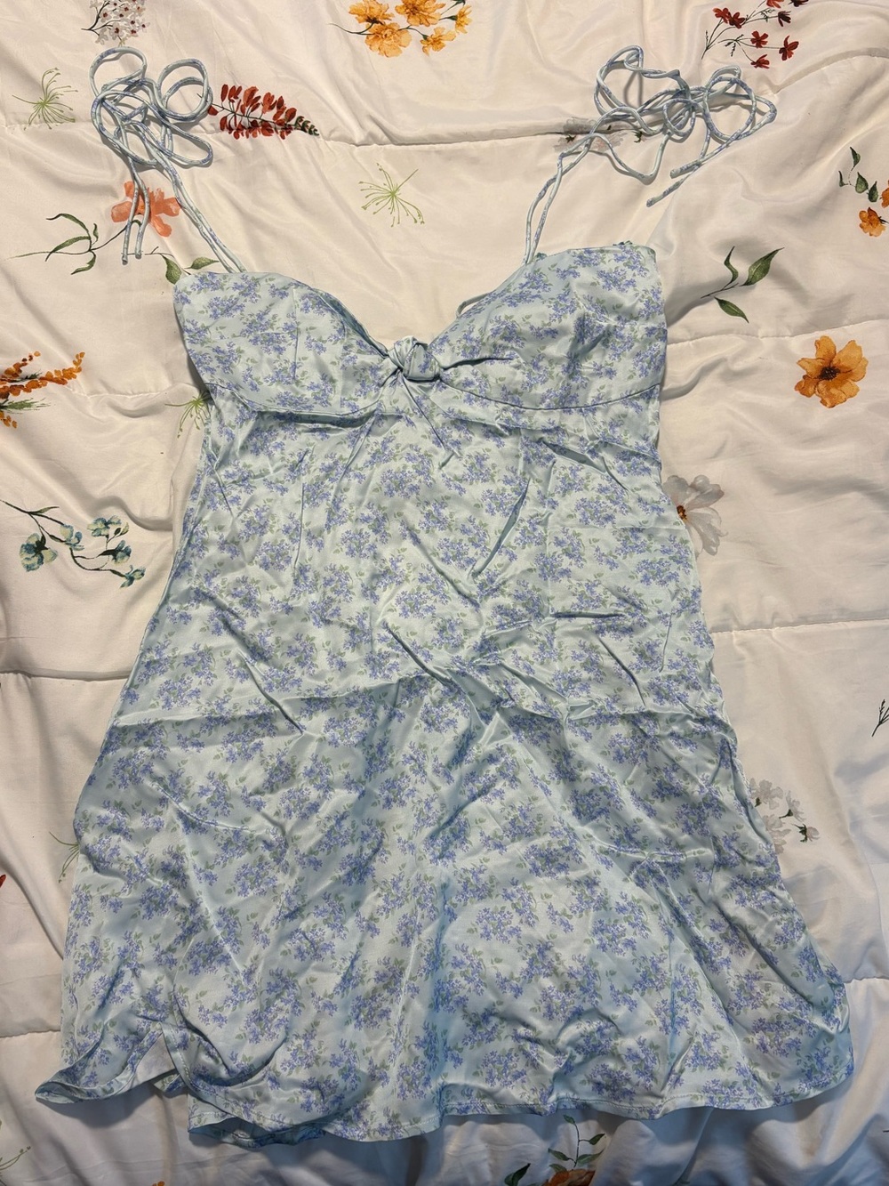 For Love & Lemons Light Blue Floral Dress